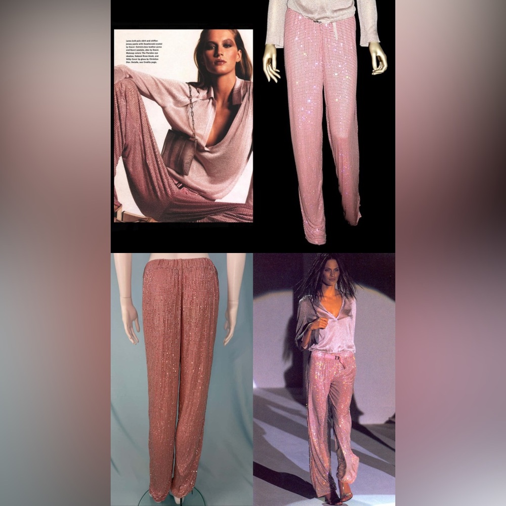 Rare vintage 2000 runway Tom Ford Gucci pink Swarovski Crystal Trouser pants